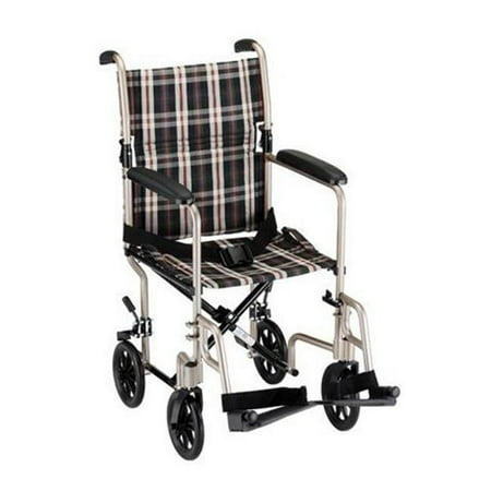 NOVA Lightweight Transport Chair, Folds Compact for Car Trunks and Storage Champagne Plaid 19"