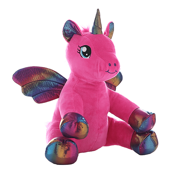 Nova Pink Winged Unicorn Plush 16 Inch, Soft Mythical Animal, Vibrant Fantasy Collectible