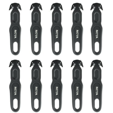 Nova Safety Cutter Tool, Safety Box Cutter Knife, Ergonomic Film Cutting Blade, Package, Envelope and Letter Opener (10 Piece - Black)