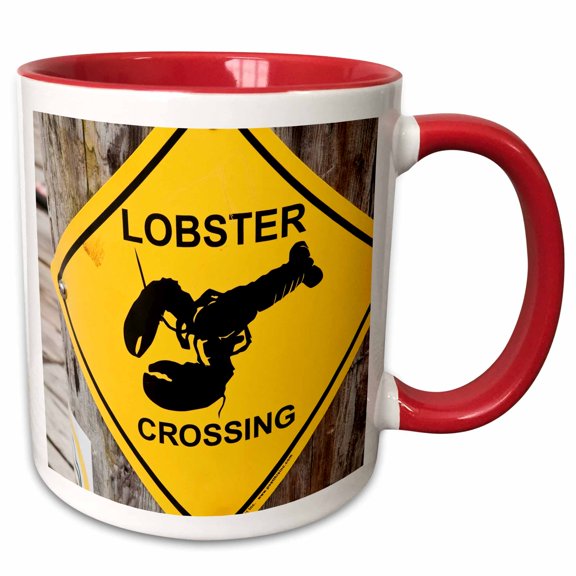 3drose, Nova Scotia, Canada. Lobster Sign Lunenburg.-cn07 Mde0050 - Michael Defreitas, 11oz Two-tone Red Mug
