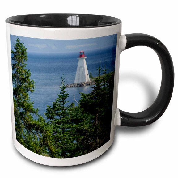 3drose, Nova Scotia, Cape Breton, Baddeck Lighthouse-cn07 Cmi0391 - Cindy Miller Hopkins, 11oz Two-tone Black Mug