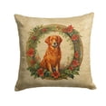 thumbnail image 1 of Nova Scotia Duck Tolling Retriever Christmas Flowers Throw Pillow 14 in x 14 in, 1 of 2