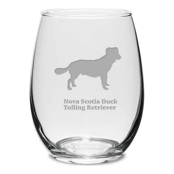 Nova Scotia Duck Tolling Retriever Deep Etched 15 oz Stemless White Wine Glass