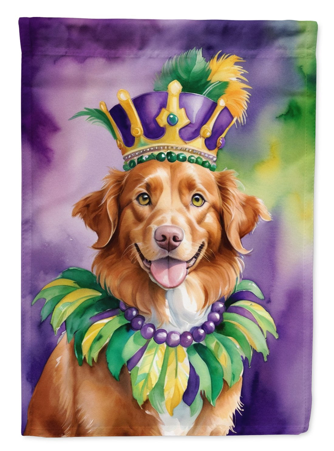 Nova Scotia Duck Tolling Retriever King of Mardi Gras Garden Flag 11.25 in x 15.5 in