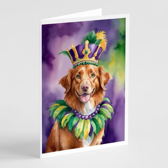 Nova Scotia Duck Tolling Retriever King of Mardi Gras Greeting Cards Pack of 8 7 in x 5 in