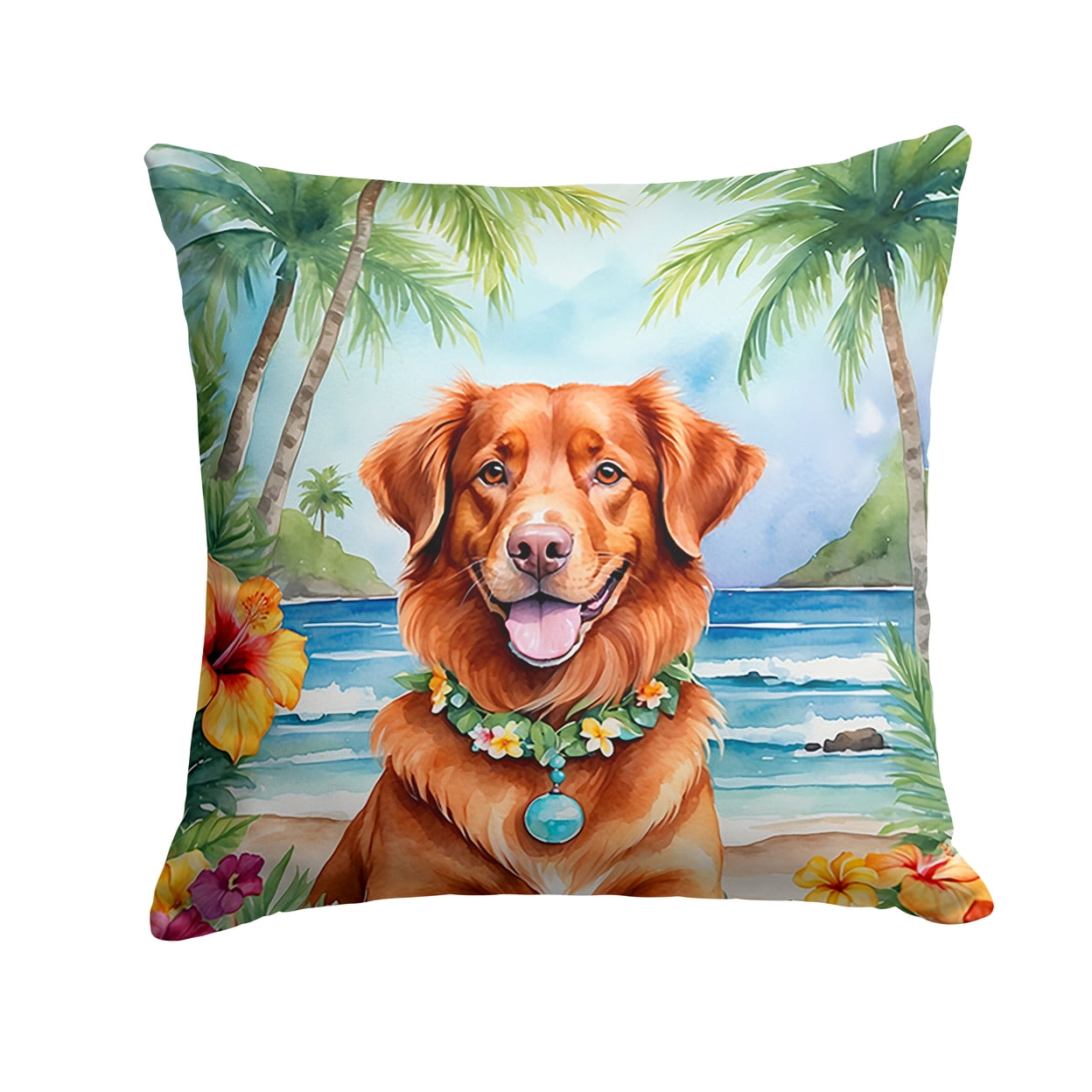Nova Scotia Duck Tolling Retriever Luau Throw Pillow 18 in x 18 in