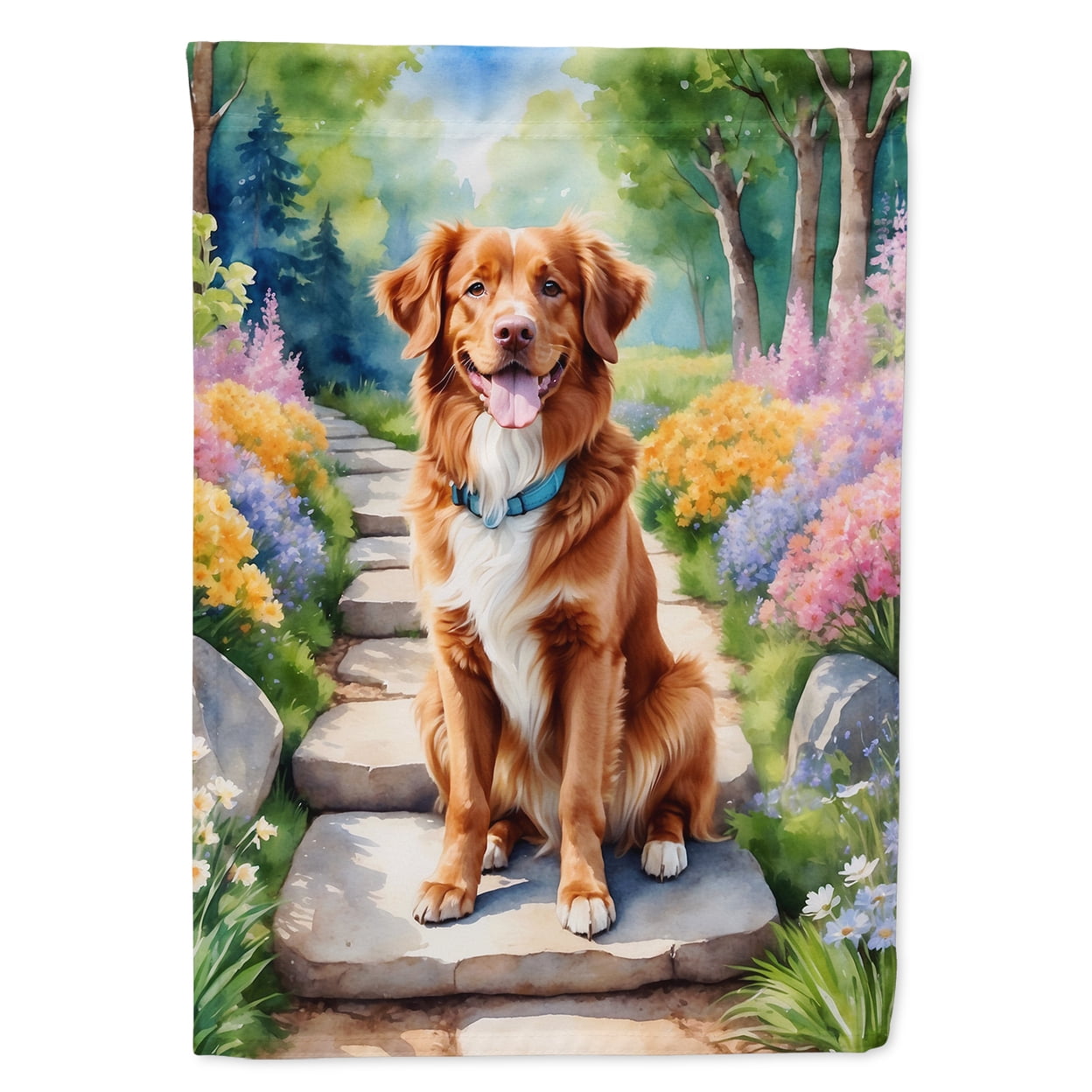 Nova Scotia Duck Tolling Retriever Spring Path Garden Flag 11.25 in x 15.5 in
