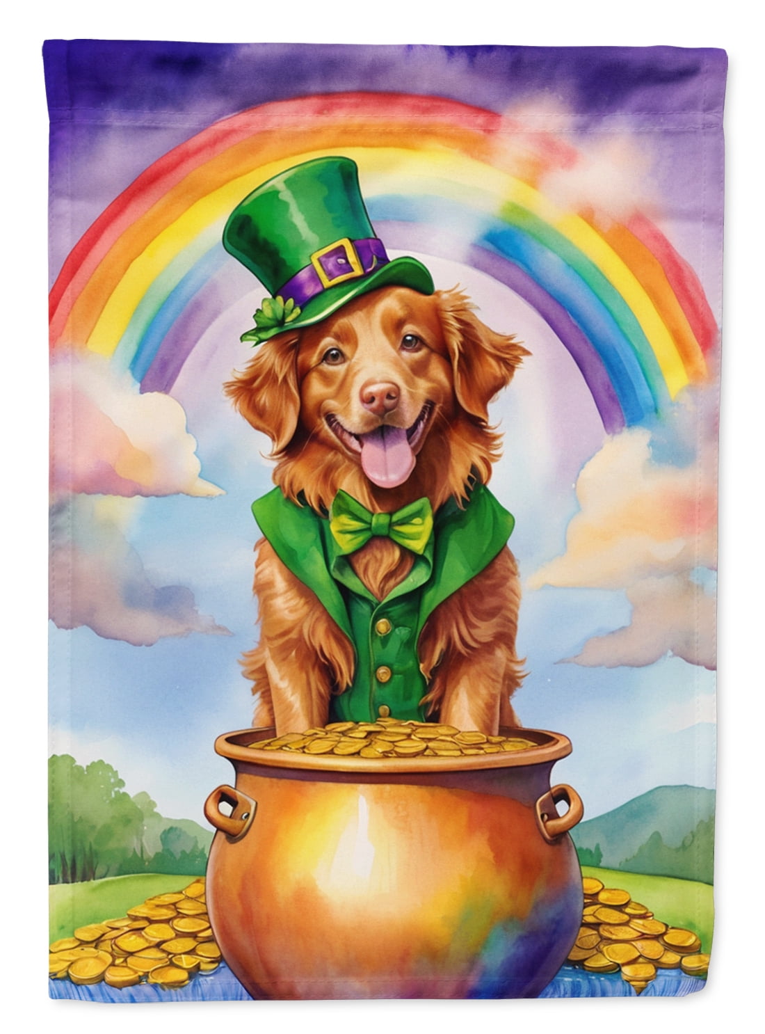 Nova Scotia Duck Tolling Retriever St Patrick's Day House Flag 28 in x 40 in