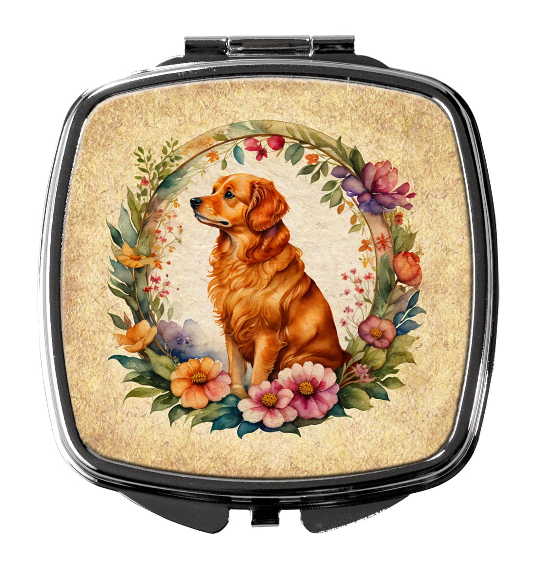 Nova Scotia Duck Tolling Retriever and Flowers Compact Mirror 2.75 in x 3 in