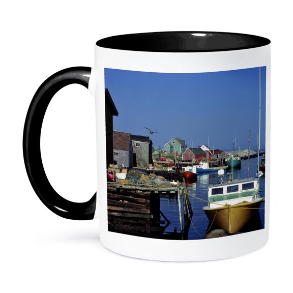 Nova Scotia, Peggys Cove, Fishing Village -Cn07 Rer0006 - Ric Ergenbright, 11oz Two-Tone Black Mug