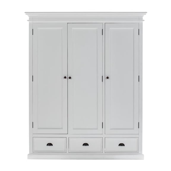 Novasolo Wardrobe with 3 Doors Solid Wood in White