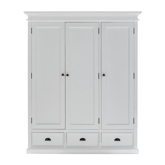 Novasolo Wardrobe with 3 Doors Solid Wood in White