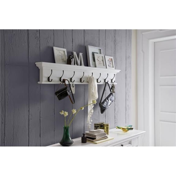Nova Solo  Halifax 8-Hook Coat Rack, White - 3.94 x 51.18 x 7.87 in.