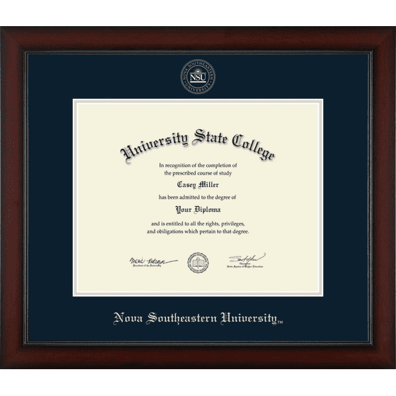 Nova Southeastern University Diploma Frame, Document Size 14" x 11"