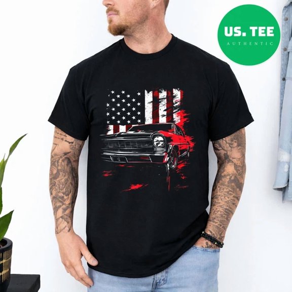 Nova Ss Headlight Graphic 66-67 Old School Nova Classic Car T-Shirt