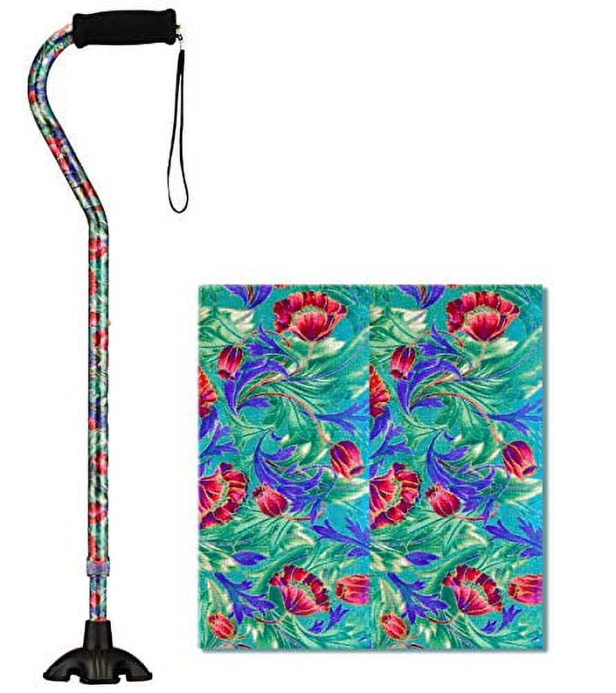 Nova Sugarcane, Walking Cane with Quad Tip & Carrying Strap, Stand