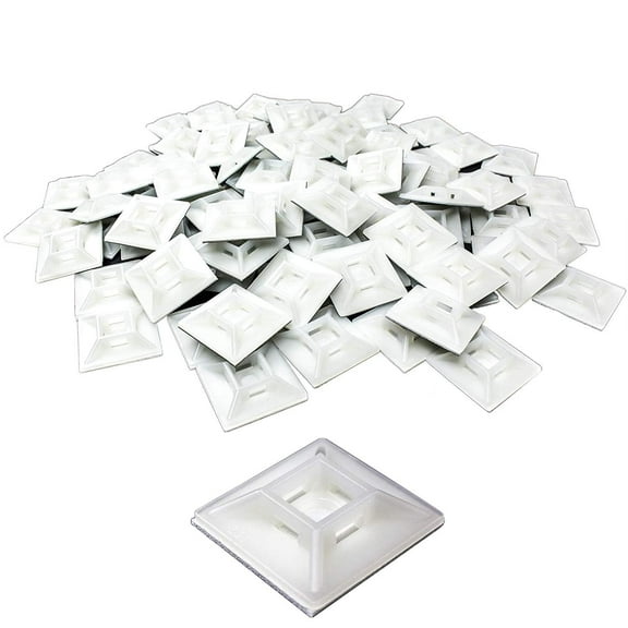 Nova Supply 1.1" x 1.1" Adhesive-Backed Zip Tie Mounts, 100 pack