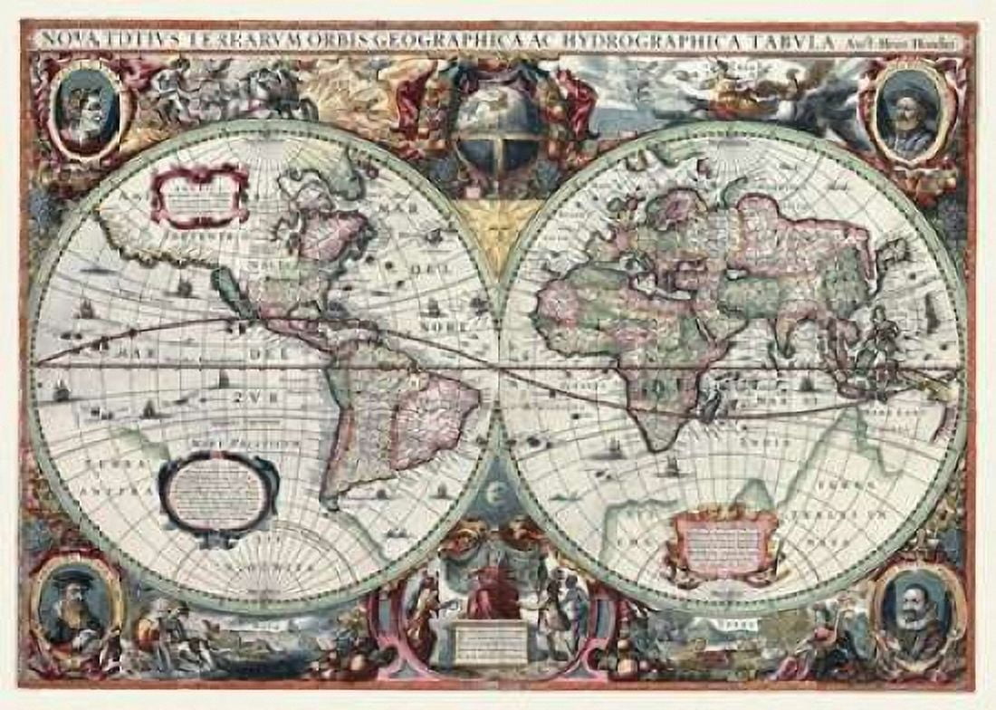 Nova Totius Terrarum Orbis Tabula Canvas Art - Hendrik Hondius (20 x 28)