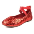 thumbnail image 1 of "Nova Utopia Girls Ankle Strap Ballet Flat Shoes NF-NFGF316-RedGlitter-2", 1 of 5