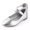 thumbnail image 1 of "Nova Utopia Girls Ankle Strap Ballet Flat Shoes NF-NFGF316-Silver-3", 1 of 7