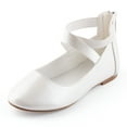 thumbnail image 1 of "Nova Utopia Girls Ankle Strap Ballet Flat Shoes NF-NFGF316-White-1", 1 of 8