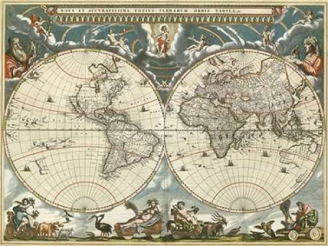 Nova et accuratissima totius terrarum orbis tabula 1664 Canvas Art - Jan Blaeu (22 x 28)