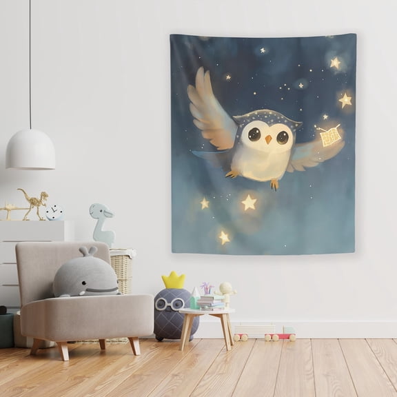 Nova the Night Owl Wall Tapestry by Dancing Littles Jungle
