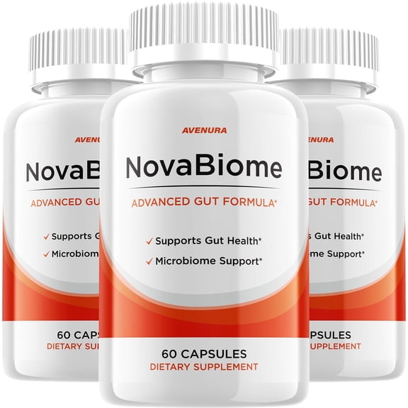 NovaBiome Capsules Nova Biome Pills Advanced Formula Digestive Support, Gut Wellness, 3 Pack, 180 Capsules