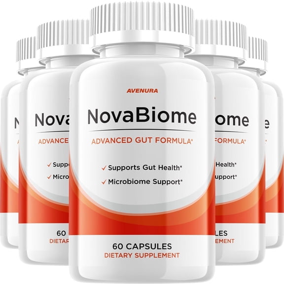 NovaBiome Capsules Advanced Formula Digestive Support, Gut Wellness, 5 Pack, 300 Capsules