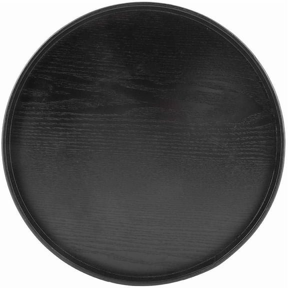 NovaBreeze 12 Inch Black Round Solid Wood Serving Tray, Decorative Wooden Platter for Food & Home Storage