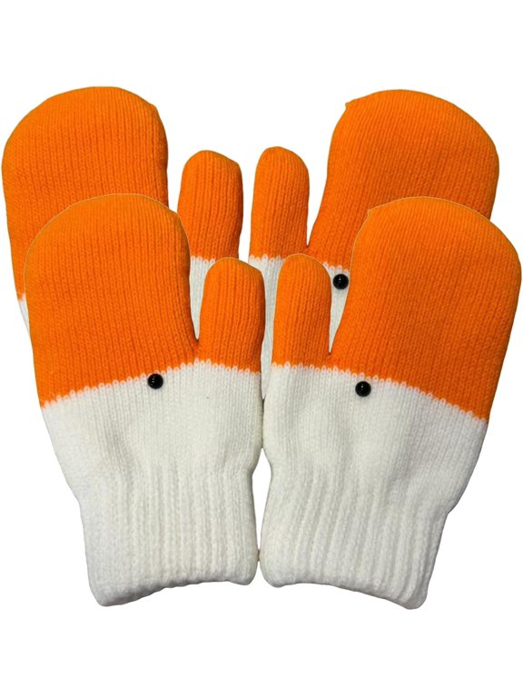Cute Goose Shape Winter Mittens, Novelty Thermal Knit Gloves with Soft Fleece Lining, Warm Outdoor Birthday Holiday Gift for Women & Teens