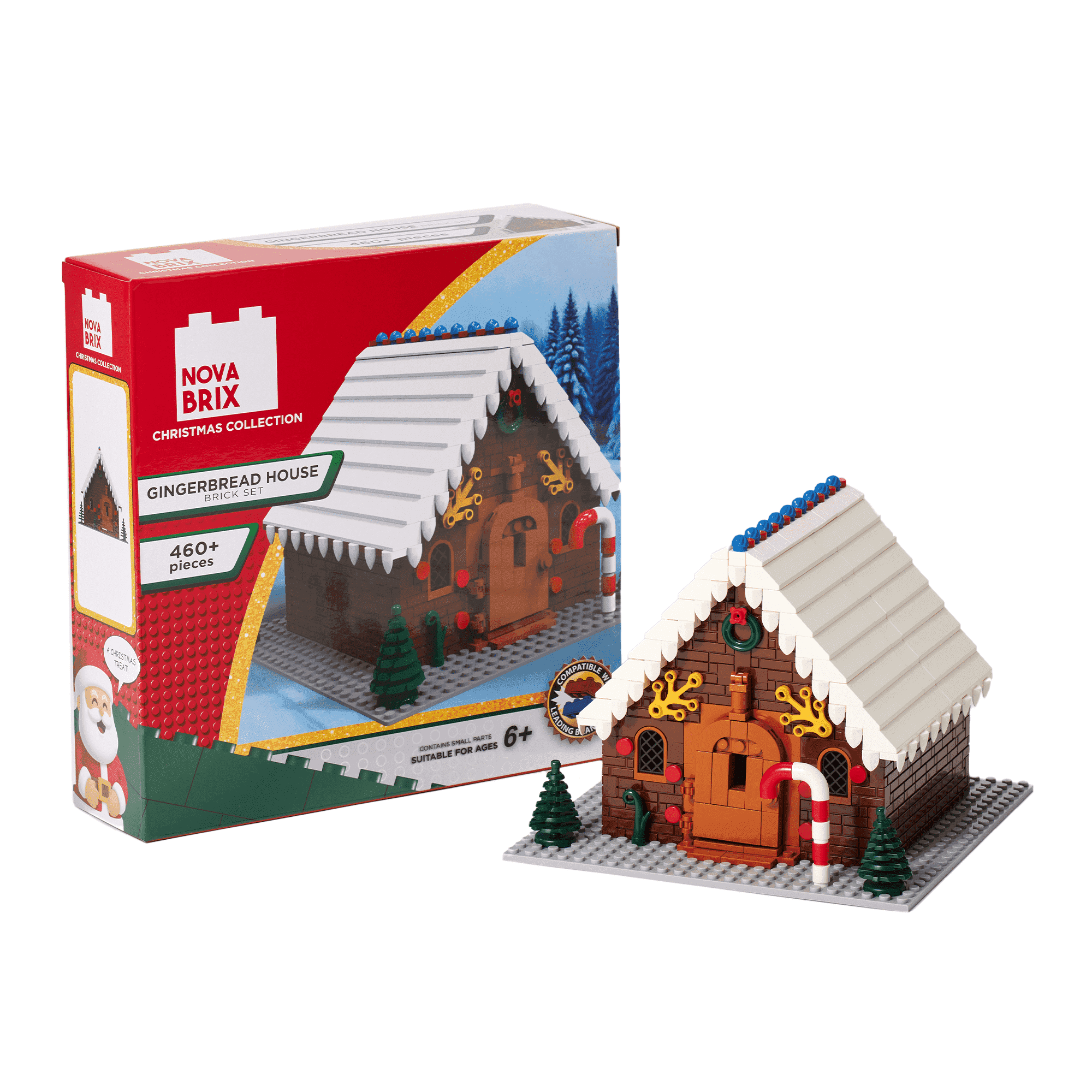 NovaBrix Christmas Gingerbread House Building Bricks Set, 460 Pieces