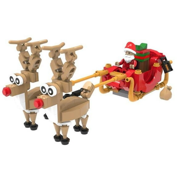Novabrix 9100604 Santa Sleigh & Reindeer Block Set, Multi Color - 210 Piece