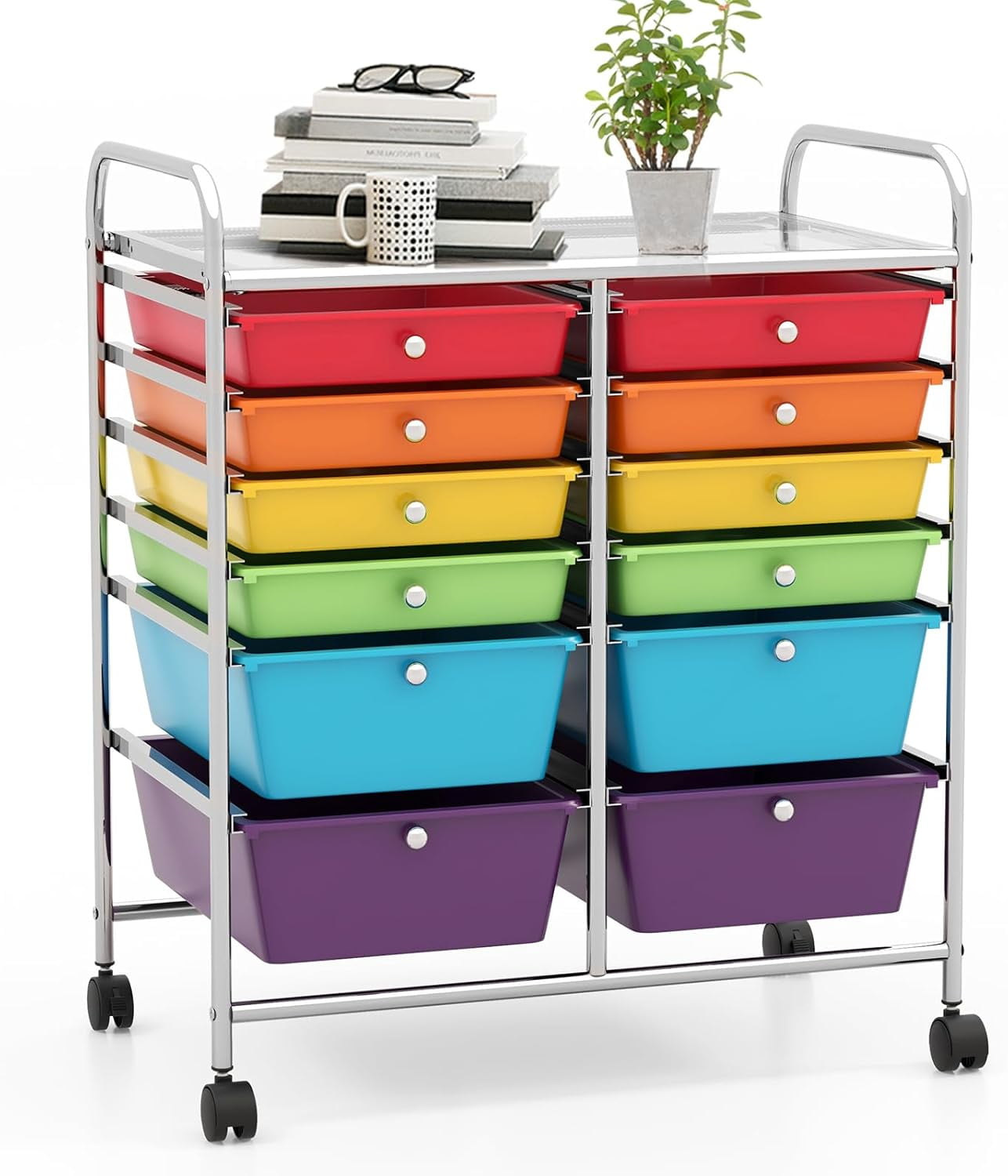 NovaCraft 12 Drawer Rolling Storage Cart, Art Cart Organizer on Wheels, Mobile Utility Cart with ...