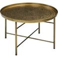 thumbnail image 1 of NovaCraft  24" Round Coffee Table with Hammered Tray Top, Vintage Metal Center Table for Living Room, Bedroom, Side Table, Gold, 1 of 18