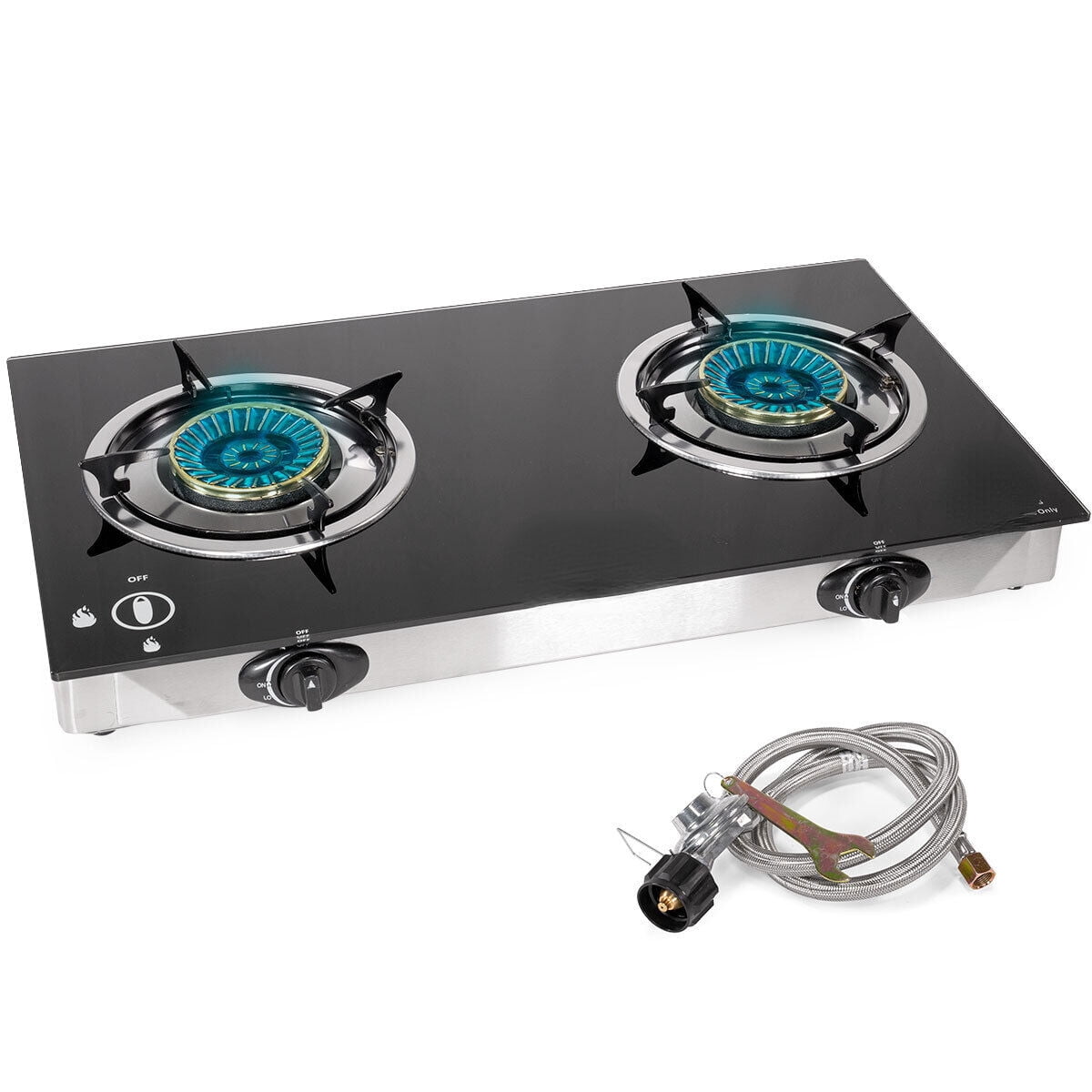 NovaCraft Double Burner Stove w/Auto Ignition LPG Tempered Glass