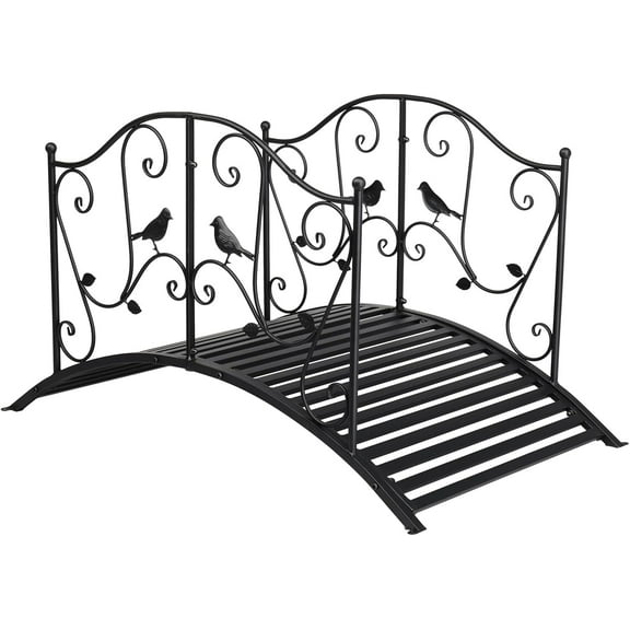 NovaCraft Metal Garden Bridge for Outdoor, Elegant Decorative Bridge with Powder-Coated Finish and Security Guardrail for Patio Pond Backyard Landscaping (Garden)