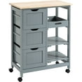 thumbnail image 1 of NovaCraft  Rolling Kitchen Island Cart, Bar Serving Cart, Compact Trolley on Wheels with Wood Top, Shelves & Drawers for Home Dining Area, Grey, 1 of 9