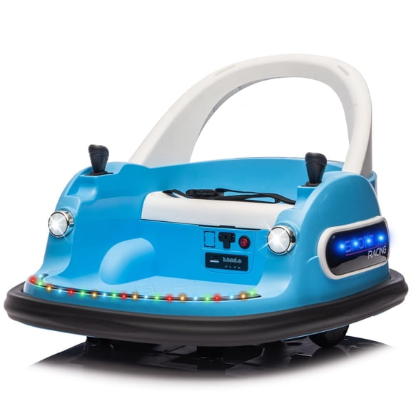 NovaDrive 12V Kids Ride On Bumper Car with Parent Remote Control, 360° Spin, LED Lights, Bluetooth Music, Anti-Collision Padding & 5-Point Safety Belt, 2WD, Ages 1.5-5