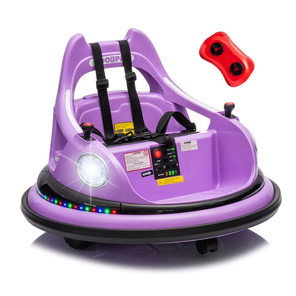 NovaDrive 12V Kids Ride On Bumper Car with Parent Remote Control, 360° Spin, LED Lights, Bluetooth Music, Anti-Collision Padding & Five-Point Safety Belt, 2WD, Ages 1.5-5