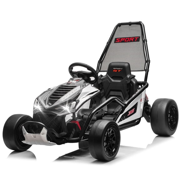 NovaDrive 24V 400W Kids Ride On Crazy Drift Go Kart with Protective Roll Cage, EVA Front Tires, Rear Suspension, 5-Point Safety Harness, Fast-Paced & Drift Mode, Bluetooth Music, 5-7.5 MPH, Ages 6-12