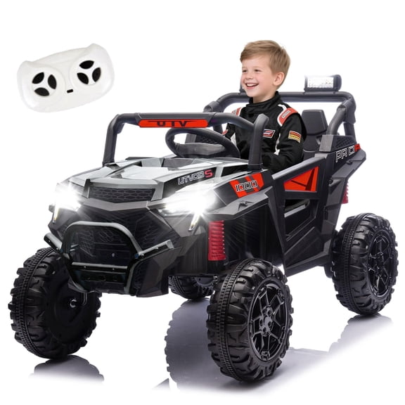 NovaDrive 24V 400W Kids Ride On Electric UTV with Parent Remote Control, 4-Wheel Suspension, LED Lights, Portable Handle, Bluetooth MP3 USB Music, Power Display, Ages 3+
