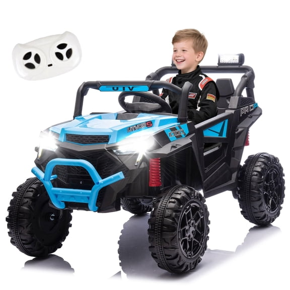 NovaDrive 24V 400W Kids Ride On Electric UTV with Parent Remote Control, 4-Wheel Suspension, LED Lights, Portable Handle, Bluetooth MP3 USB Music, Power Display, Ages 3+