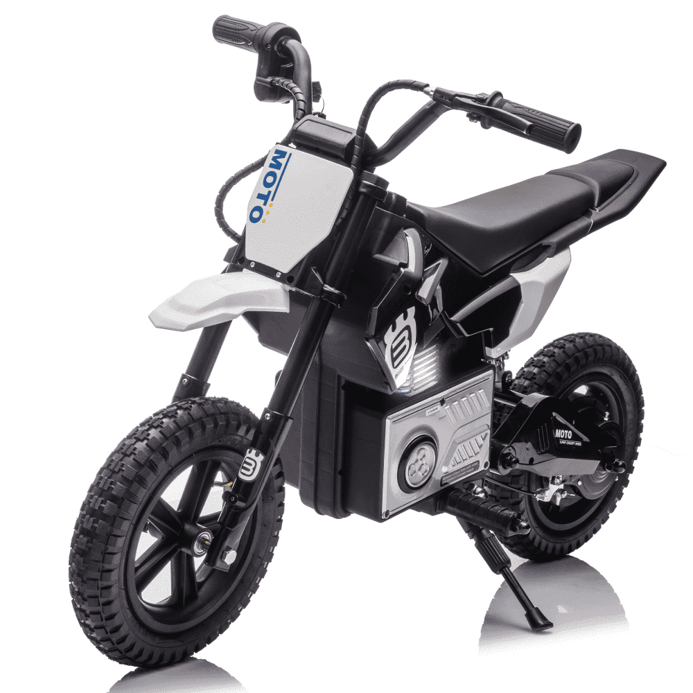 NovaDrive 24V Kids Ride On Electric Motocross Motorcycle with 200W High Speed Hub Motor, Rear Wheel Shock Absorber, Adjustable Speed, LED Lights, Bluetooth Music, Speeds 3.11-9.32 MPH, Ages 5-12