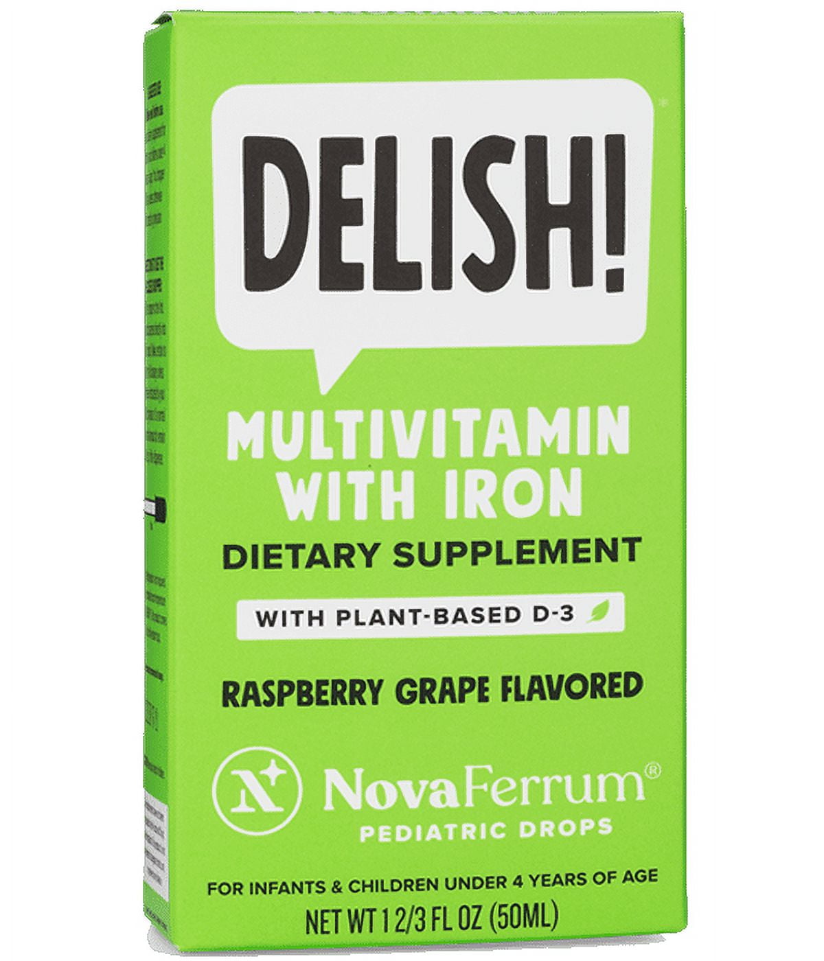 NovaFerrum Multivitamin with Iron Supplement for Infants and Toddlers - 50 mL (Plant-Based D-3)