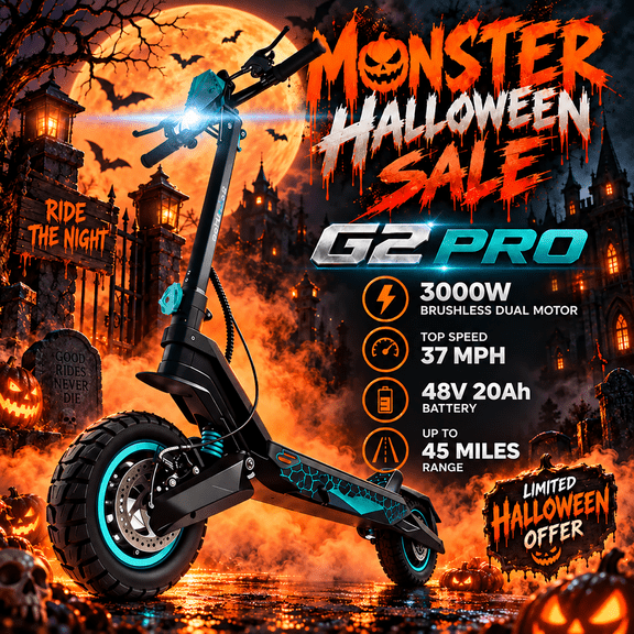 Scoothop Adult Electric Scooter 3000W Peak Dual Motor 45 Miles Range 37 mph 10 Inch All-Terrain Tire