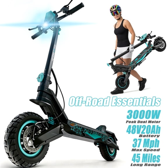 Scoothop G2pro Foldable Electric Scooter for Adults and Teens, 37 mph Max Speed, 45 Mile Range, 3000W Peak Dual Motor,48V 20Ah ,Black,UL2272 Certified