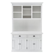 NovaSolo Halifax Mahogany Wood Buffet Hutch with 2 Adjustable Shelves in White