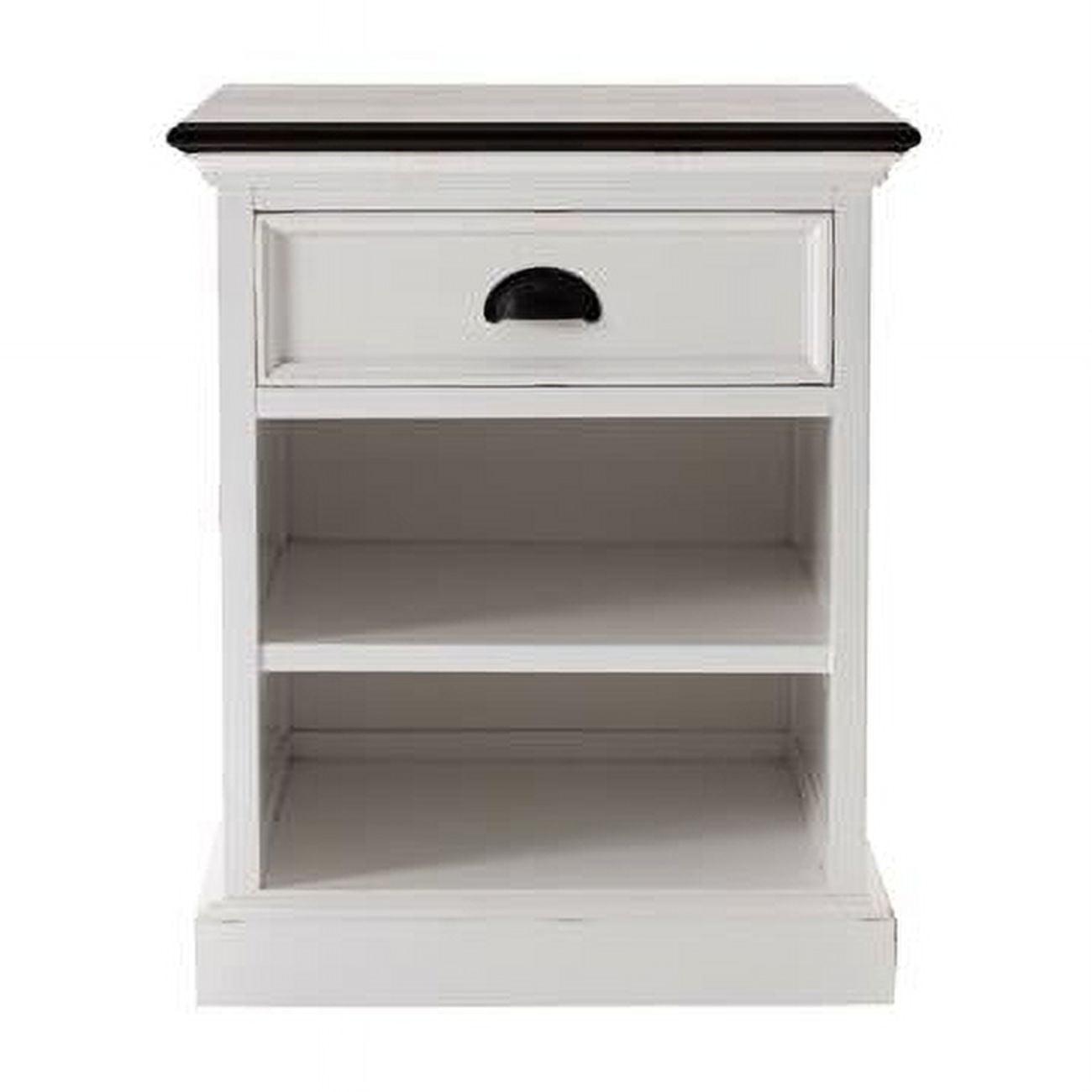 Halifax Deep Brown Mahogany Bedside Table with Brass Accents