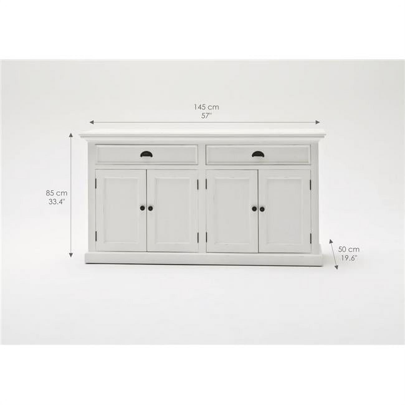Halifax Classic 57'' Pure White Mahogany Buffet with Antique Brass Hardware
